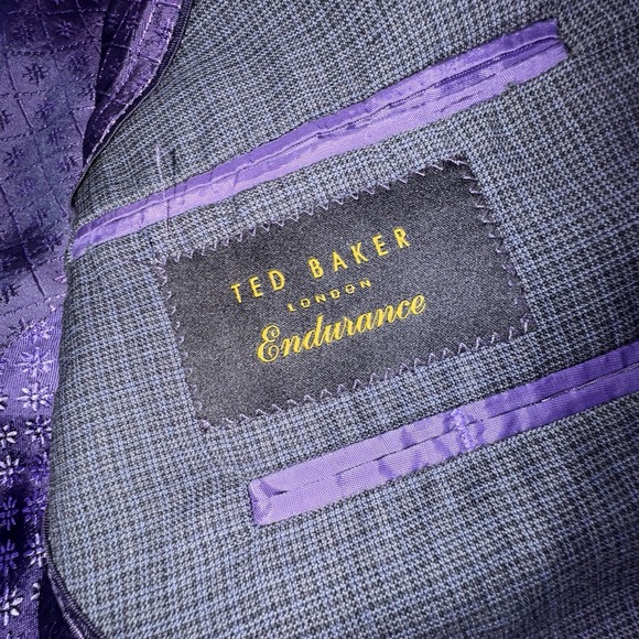 Ted Baker Blazer 40R Blue Black Check Endurance Single Breasted Suit Jacket - Picture 12 of 13